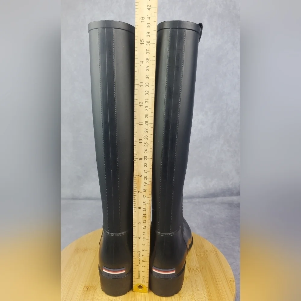 Tommy Hilfiger‎ tall black rubber Women's rain boots Size 7M